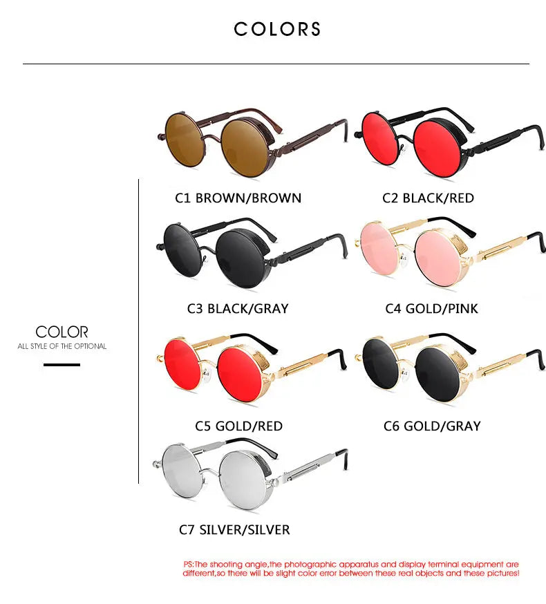 Metal Steampunk Sunglasses Men Women Fashion Round Glasses Brand  Apparel & Accessories > Clothing Accessories > Sunglasses 29.99 EZYSELLA SHOP