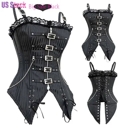 Miss Moly Steampunk Corset Gothic Bustier Boned Overbust Dress XXXLBlue Apparel & Accessories > Clothing > Underwear & Socks > Shapewear 68.99 EZYSELLA SHOP