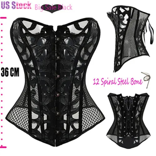 Miss Moly Steampunk Corset Gothic Bustier Boned Overbust Dress XXXLskyblue Apparel & Accessories > Clothing > Underwear & Socks > Shapewear 60.99 EZYSELLA SHOP