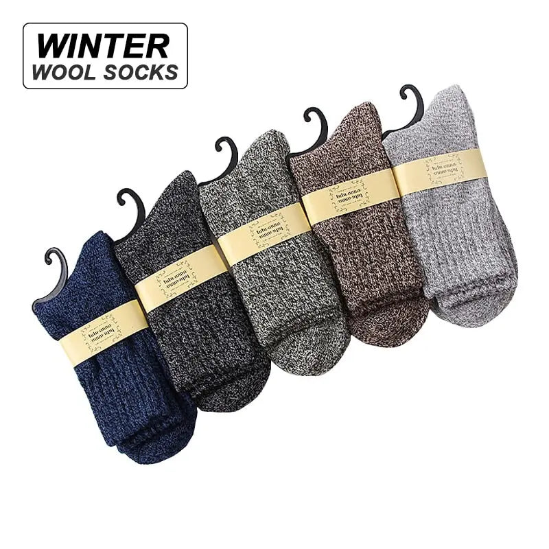 New 5 Pair/lot Men's Wool Socks Stripe Casual Calcetines Hombre Thick  Socks 95.80 EZYSELLA SHOP