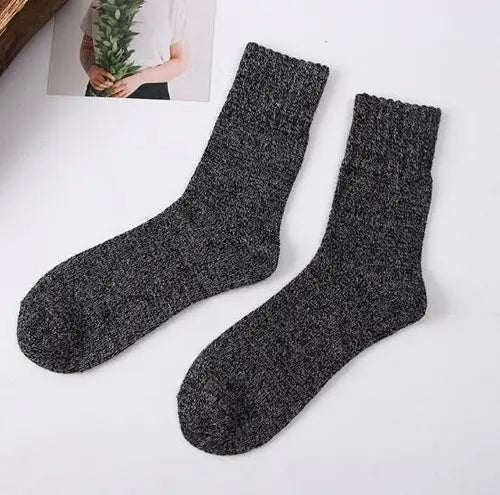 New 5 Pair/lot Men's Wool Socks Stripe Casual Calcetines Hombre Thick DarkGrey Socks 95.80 EZYSELLA SHOP