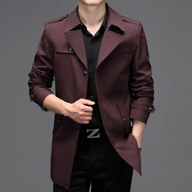 New Men's Khaki Thin Trench Coat Business  Apparel & Accessories > Clothing > Outerwear > Coats & Jackets 120.99 EZYSELLA SHOP
