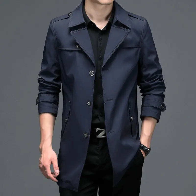 New Men's Khaki Thin Trench Coat Business  Apparel & Accessories > Clothing > Outerwear > Coats & Jackets 120.99 EZYSELLA SHOP