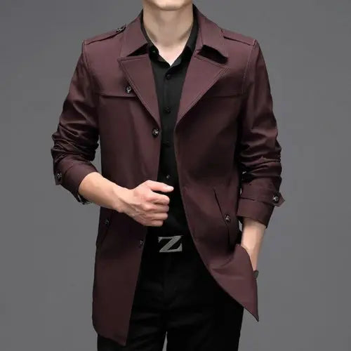 New Men's Khaki Thin Trench Coat Business XXXLBurgundy Apparel & Accessories > Clothing > Outerwear > Coats & Jackets 120.99 EZYSELLA SHOP