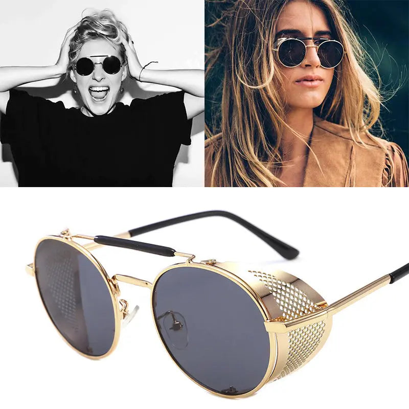 New Round Steampunk Sunglasses Men Women Fashion Metal Glasses  Apparel & Accessories > Clothing Accessories > Sunglasses 29.70 EZYSELLA SHOP