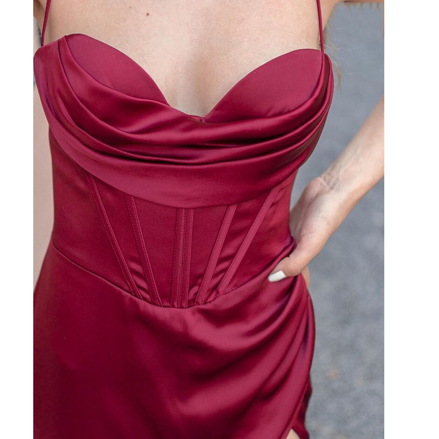 New Summer Prom Dress Women'S Sling Sleeveless Solid Color Dress One Word Neck Slim Fit Open Back Slit Red Sexy Dress   110.99 EZYSELLA SHOP