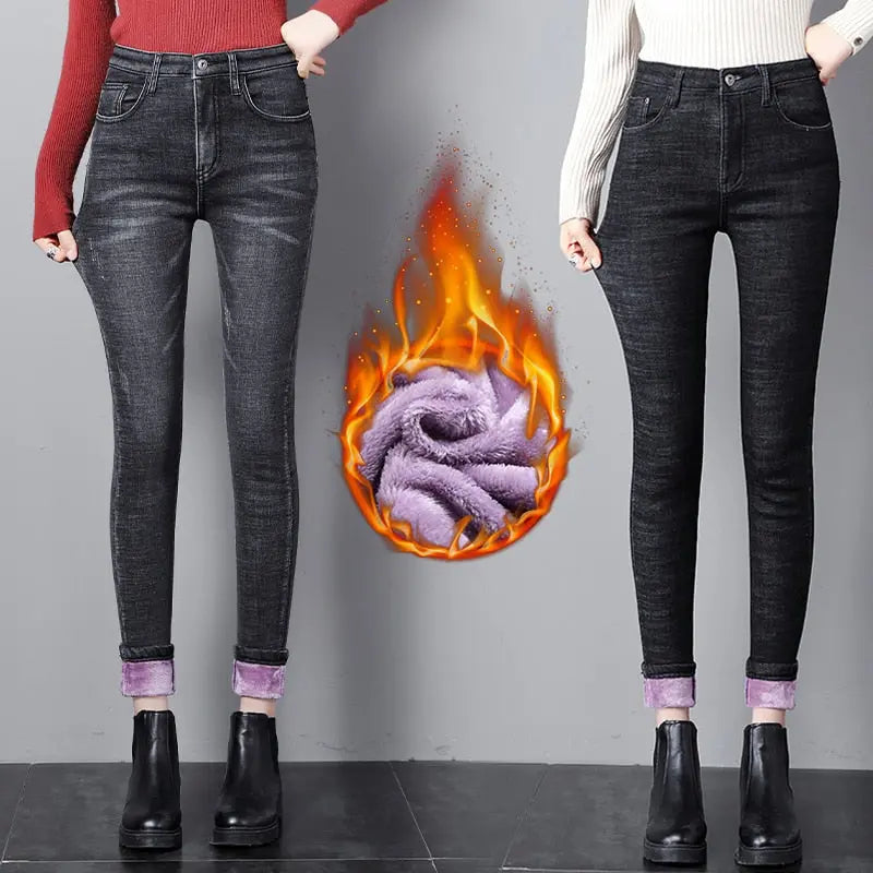 New Winter Female Thick Purple Velvet Women Skinny Jeans High Waist  Apparel & Accessories > Clothing > Pants 75.99 EZYSELLA SHOP