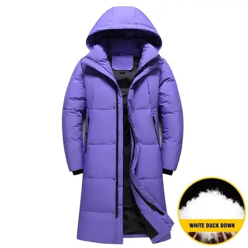 New Winter Men's Hooded Over-the-knee Down Jacket White Duck Down XXXLPurple Apparel & Accessories > Clothing > Outerwear > Coats & Jackets 354.99 EZYSELLA SHOP