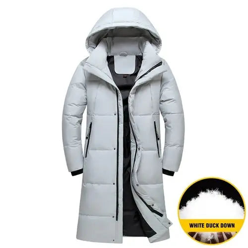 New Winter Men's Hooded Over-the-knee Down Jacket White Duck Down XXXLGray Apparel & Accessories > Clothing > Outerwear > Coats & Jackets 354.99 EZYSELLA SHOP