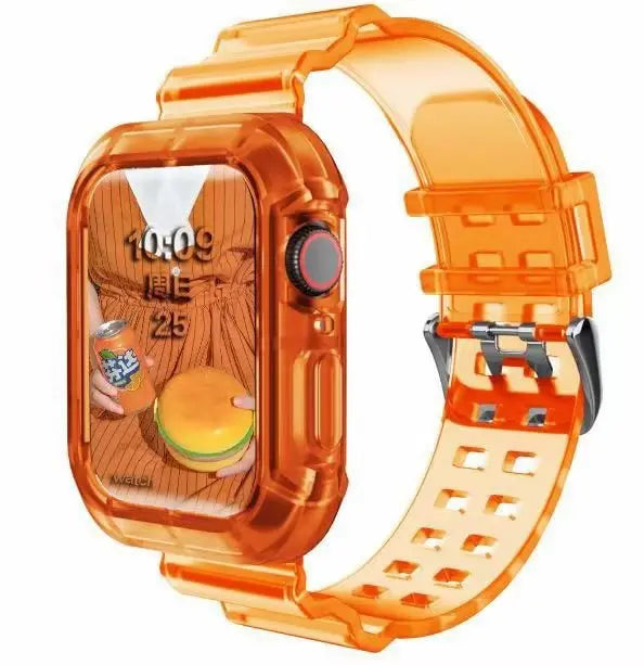 Newest Sport Strap for Apple Watch Band  Series 6 1 2 3 4 5 silicone Transparent  for Iwatch 5 4 Strap 38mm 40mm 42mm 44mm wirst orange42MMand44MM  34.70 EZYSELLA SHOP