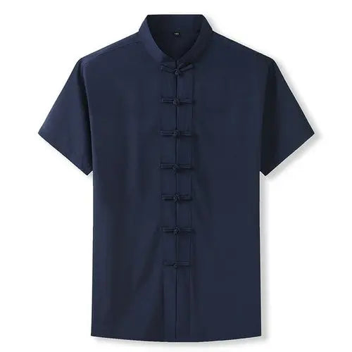 Oversized Chinese Style Loose Casual Short Sleeve Shirt Men Summer XXXLNavyBlue Apparel & Accessories > Clothing > Shirts & Tops 75.95 EZYSELLA SHOP