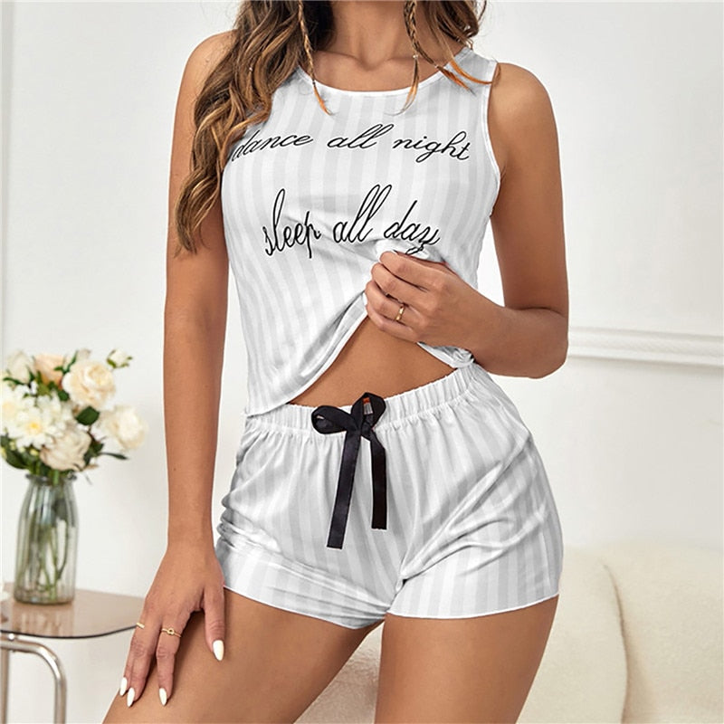 Pajamas for Women Summer Solid Sleepwear Cotton Pyjamas Set Tank Top Shorts Cute Underwear Set Soft Sleeveless Nightwear Style1--Color4XL  51.99 EZYSELLA SHOP