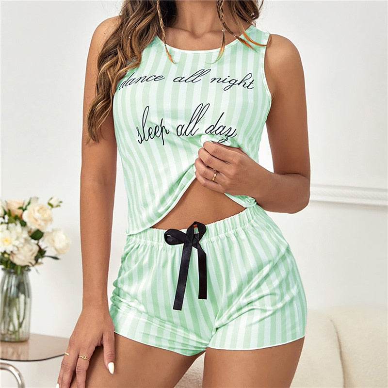 Pajamas for Women Summer Solid Sleepwear Cotton Pyjamas Set Tank Top Shorts Cute Underwear Set Soft Sleeveless Nightwear Style1--Color1XL  51.99 EZYSELLA SHOP