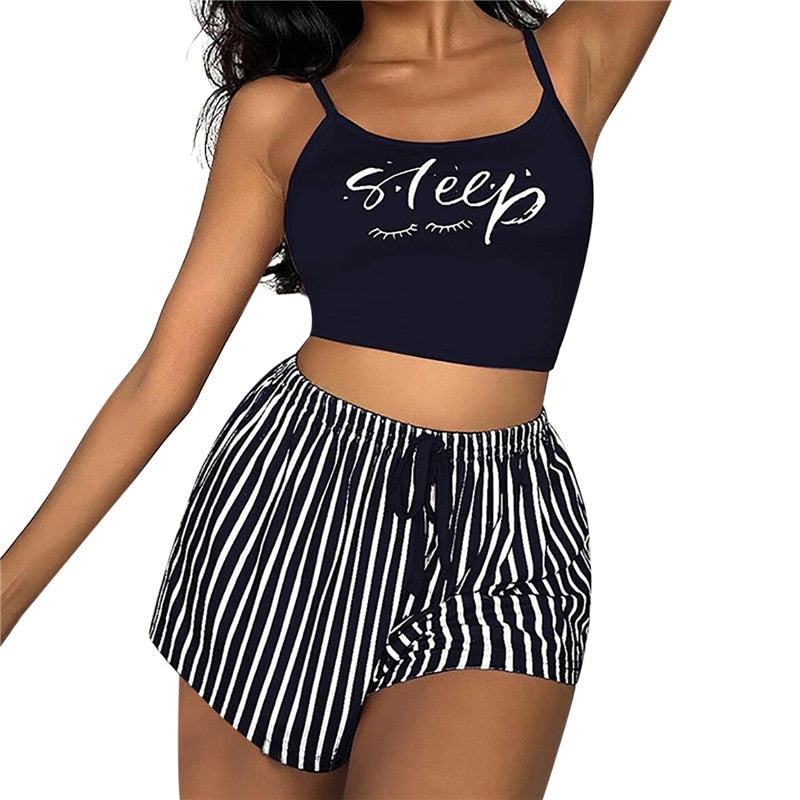 Pajamas for Women Summer Solid Sleepwear Cotton Pyjamas Set Tank Top Shorts Cute Underwear Set Soft Sleeveless Nightwear Style2--Color9XL  51.99 EZYSELLA SHOP