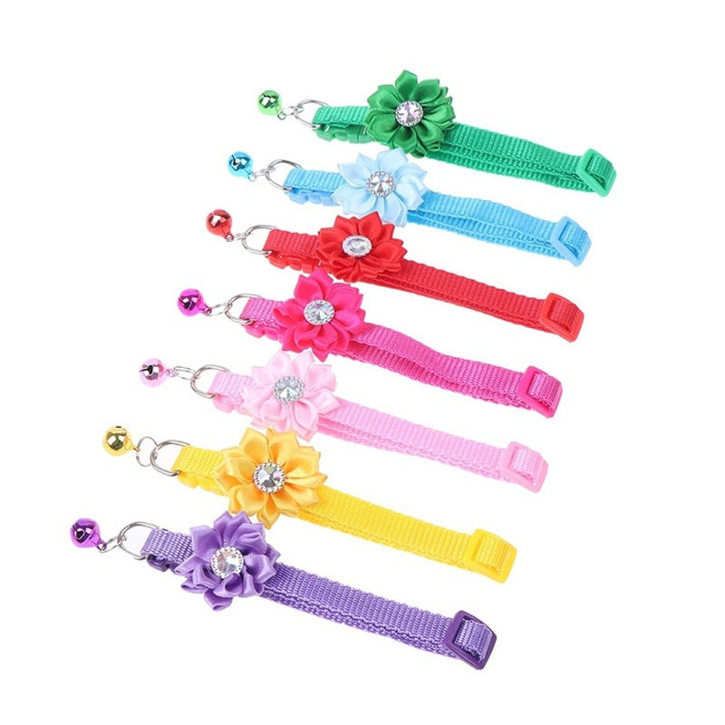 Pet Dog Collar Bell Personalized Adjustable Nylon Ribbon Lovely Flowers Cats Necklace Dogs Accessories Pet Items Easy Wear  Animals & Pet Supplies > Pet Supplies > Pet Collars & Harnesses 24.16 EZYSELLA SHOP