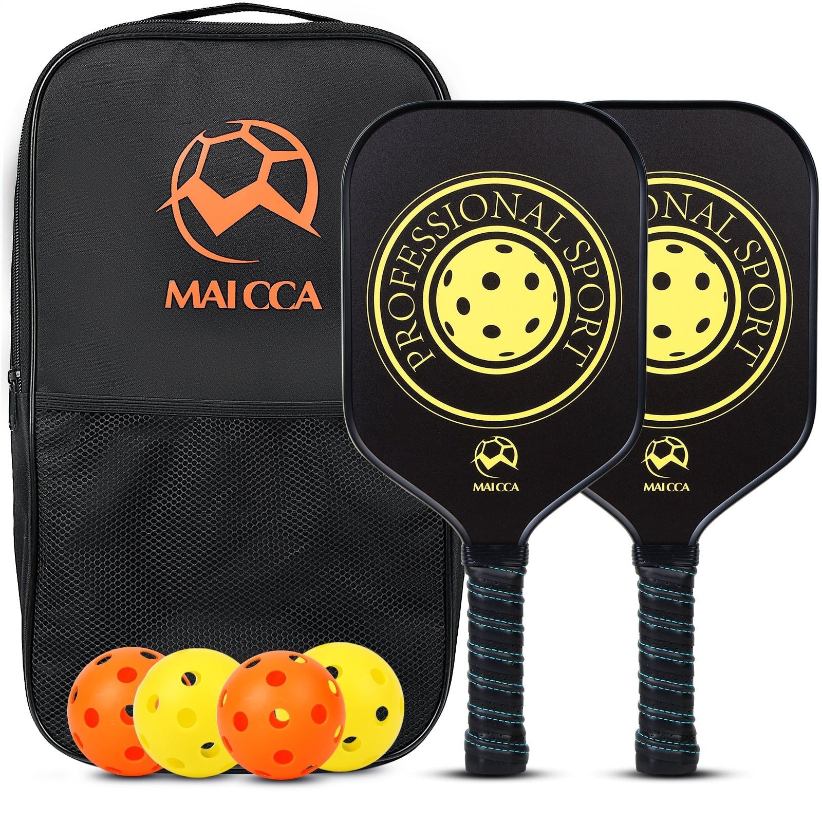 Pickleball Paddles USAPA Approved Set Rackets Honeycomb Core 4 Balls Portable Racquet Cover Carrying Bag Gift Kit Indoor Outdoor SET-03 Sporting Goods > Outdoor Recreation > Outdoor Games > Pickleball > Pickleball Paddles 106.12 EZYSELLA SHOP