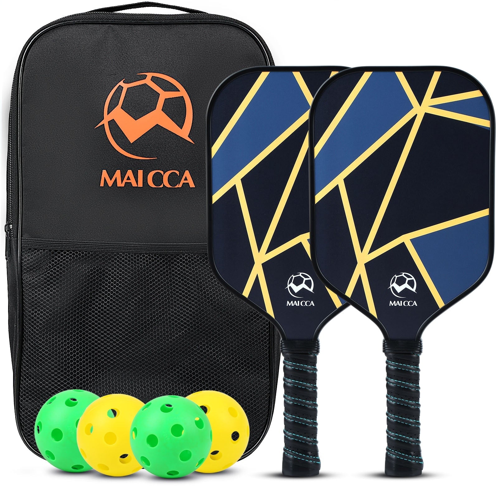 Pickleball Paddles USAPA Approved Set Rackets Honeycomb Core 4 Balls Portable Racquet Cover Carrying Bag Gift Kit Indoor Outdoor SET-04 Sporting Goods > Outdoor Recreation > Outdoor Games > Pickleball > Pickleball Paddles 106.12 EZYSELLA SHOP