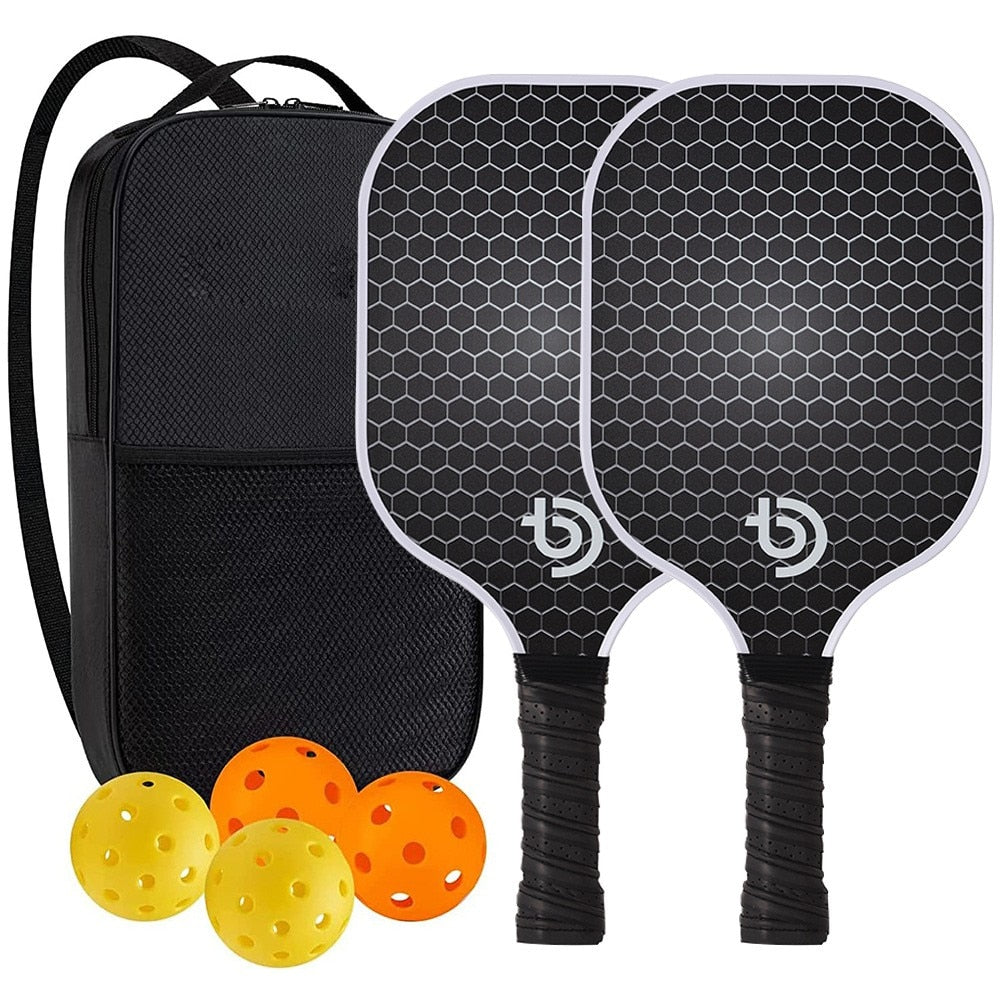 Pickleball Paddles USAPA Approved Set Rackets Honeycomb Core 4 Balls Portable Racquet Cover Carrying Bag Gift Kit Indoor Outdoor SET-05 Sporting Goods > Outdoor Recreation > Outdoor Games > Pickleball > Pickleball Paddles 106.12 EZYSELLA SHOP