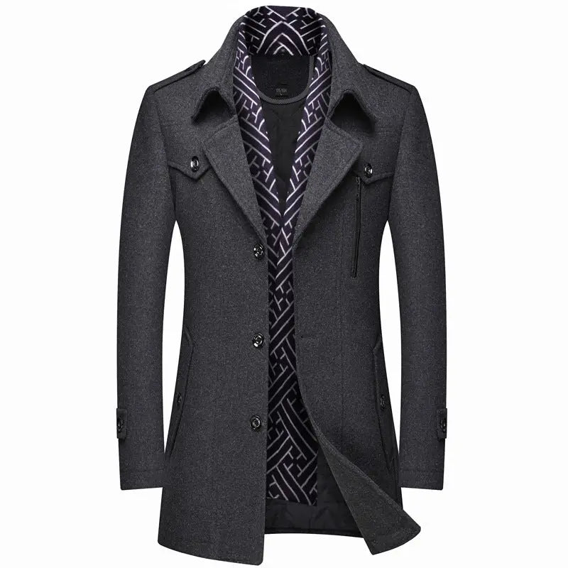 Plus Size 5xl Men's Scarf Collar Wool Coat Winter New Fashion  Apparel & Accessories > Clothing > Outerwear > Coats & Jackets 143.70 EZYSELLA SHOP