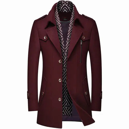 Plus Size 5xl Men's Scarf Collar Wool Coat Winter New Fashion XXXLBurgundy Apparel & Accessories > Clothing > Outerwear > Coats & Jackets 143.70 EZYSELLA SHOP