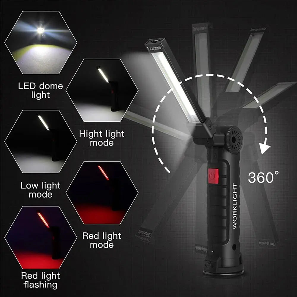 Portable LED Flashlight USB Rechargeable Work Light Magnetic  Hardware > Tools > Flashlights & Headlamps 167.22 EZYSELLA SHOP