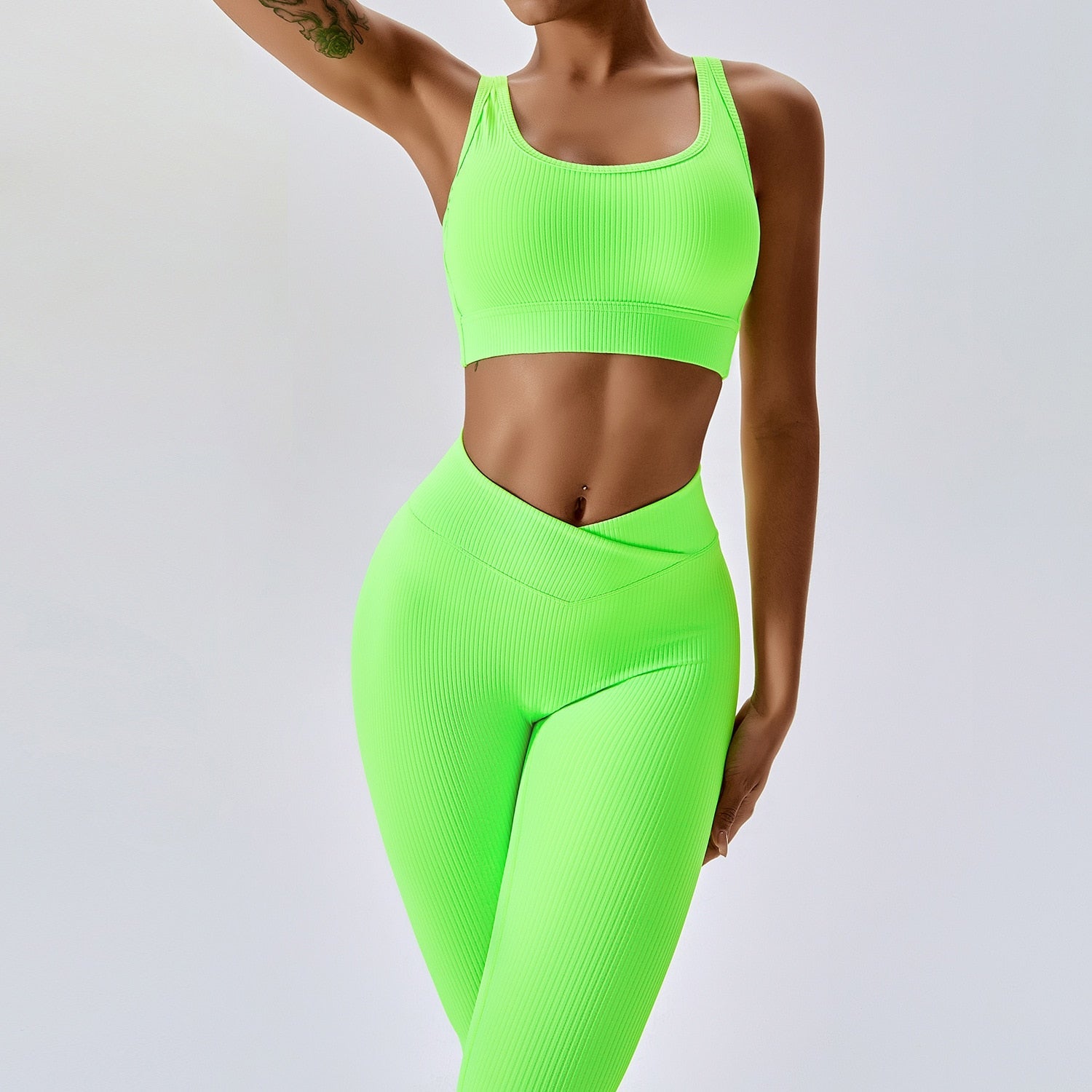 Ribbed Yoga Set Sportswear Women Suit For Fitness Clothing Sports Suit Workout Clothes Tracksuit Sports Outfit Gym Clothing Wear GreenSet-3XLChina  71.99 EZYSELLA SHOP