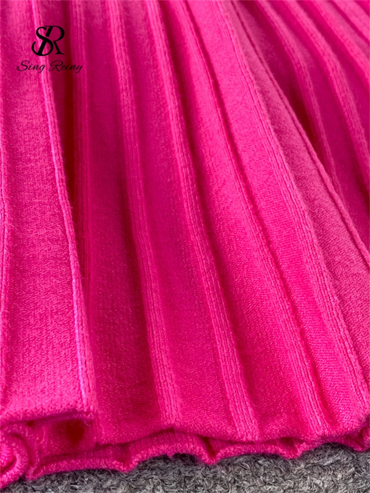 SINGREINY Women Pleated Knitted Dress Turtleneck Long Sleeve Elastic Slim Pencil Dress Autumn Winter Sexy Bodycon Sweater Dress   71.99 EZYSELLA SHOP