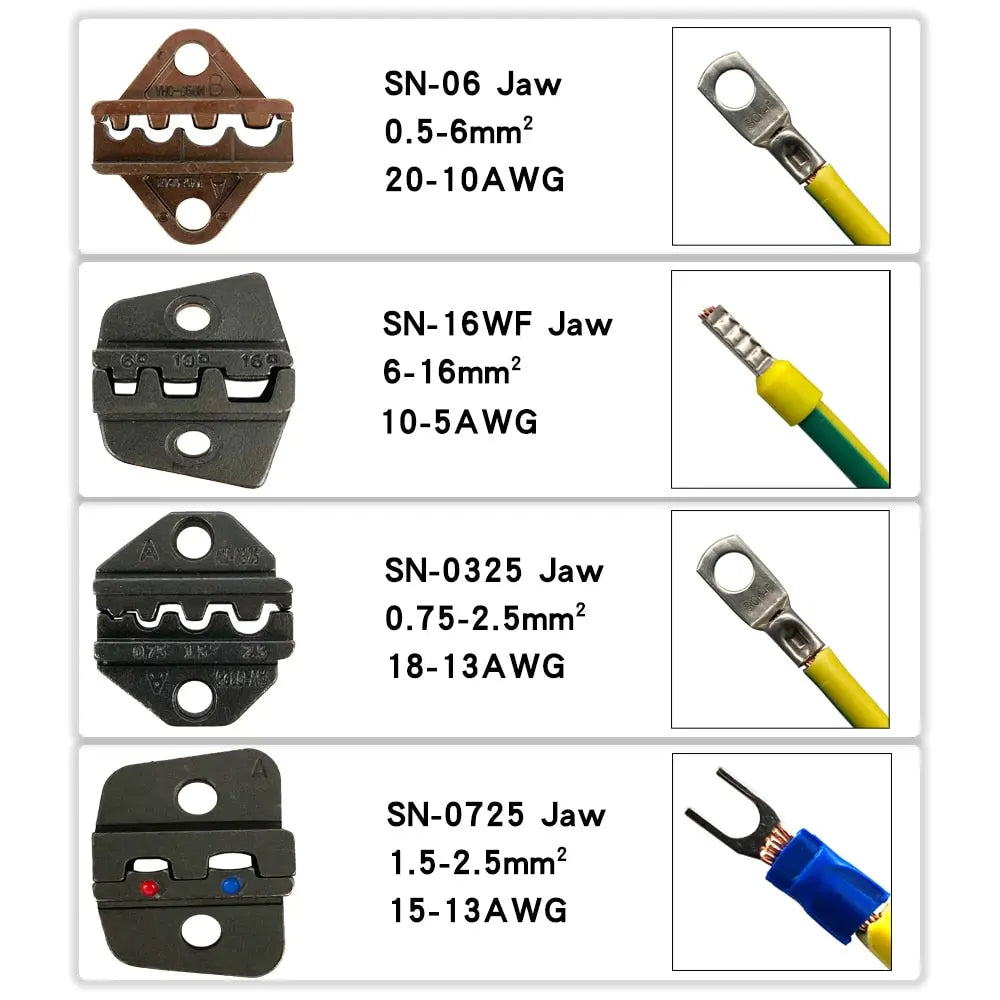 SN 6mm Crimping Pliers Jaw For TAB 2.8 4.8 6.3/C3 XH2.54 3.96 2510 Plug Spring  Insulation Tube Terminal Multifunctional Tools  Hardware > Tools 32.99 EZYSELLA SHOP