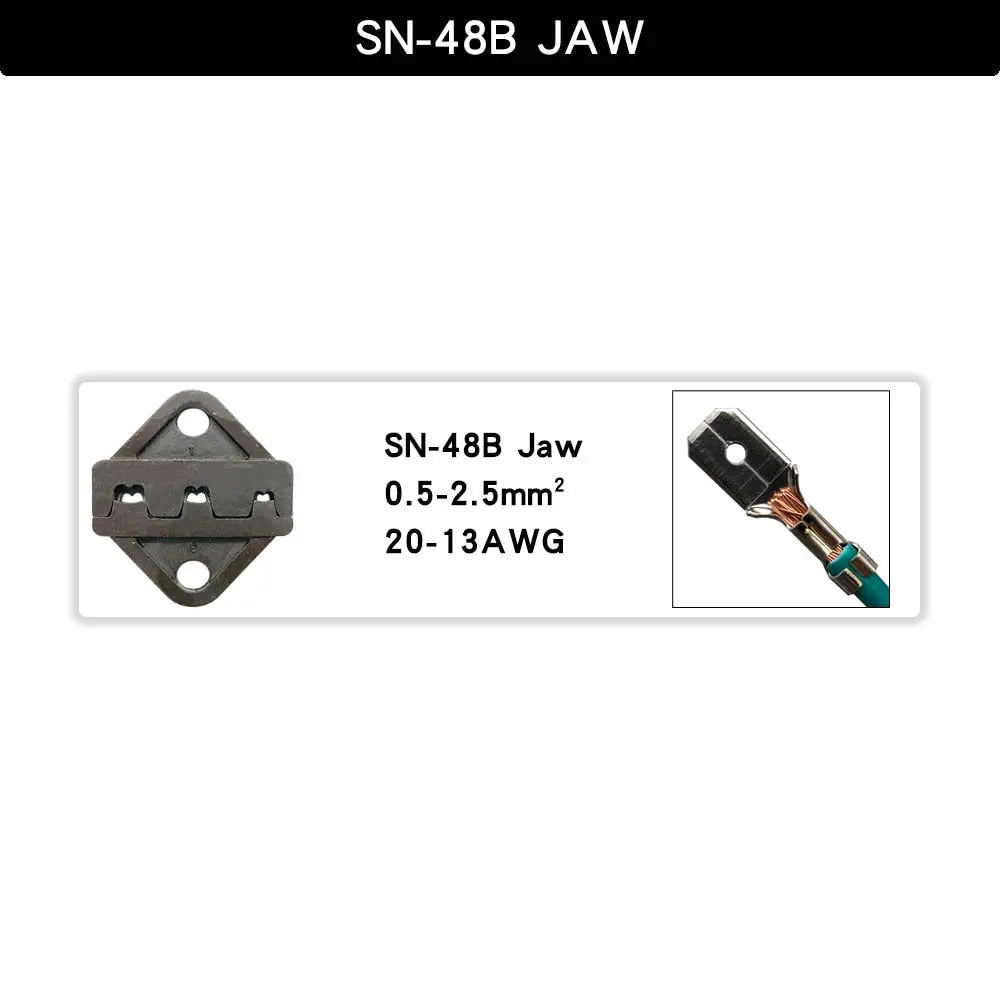 SN 6mm Crimping Pliers Jaw For TAB 2.8 4.8 6.3/C3 XH2.54 3.96 2510 Plug Spring  Insulation Tube Terminal Multifunctional Tools SN48BJAW Hardware > Tools 32.99 EZYSELLA SHOP