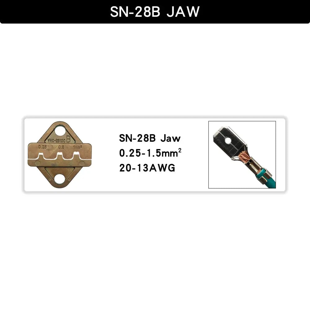SN 6mm Crimping Pliers Jaw For TAB 2.8 4.8 6.3/C3 XH2.54 3.96 2510 Plug Spring  Insulation Tube Terminal Multifunctional Tools SN28BJAW Hardware > Tools 32.99 EZYSELLA SHOP