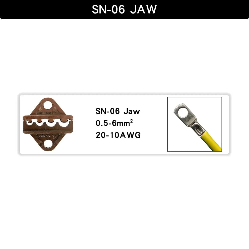 SN 6mm Crimping Pliers Jaw For TAB 2.8 4.8 6.3/C3 XH2.54 3.96 2510 Plug Spring  Insulation Tube Terminal Multifunctional Tools SN06JAW Hardware > Tools 32.99 EZYSELLA SHOP