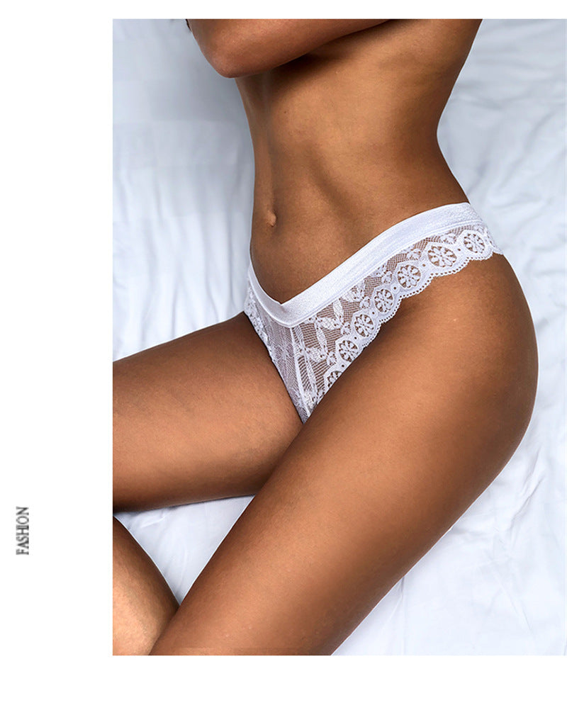 Sexy Lace Thong Women&#39;s Lace Bow Sexy Women&#39;s Triangle Underwear European and American Fashion Girl&#39;s T Pants   47.99 EZYSELLA SHOP