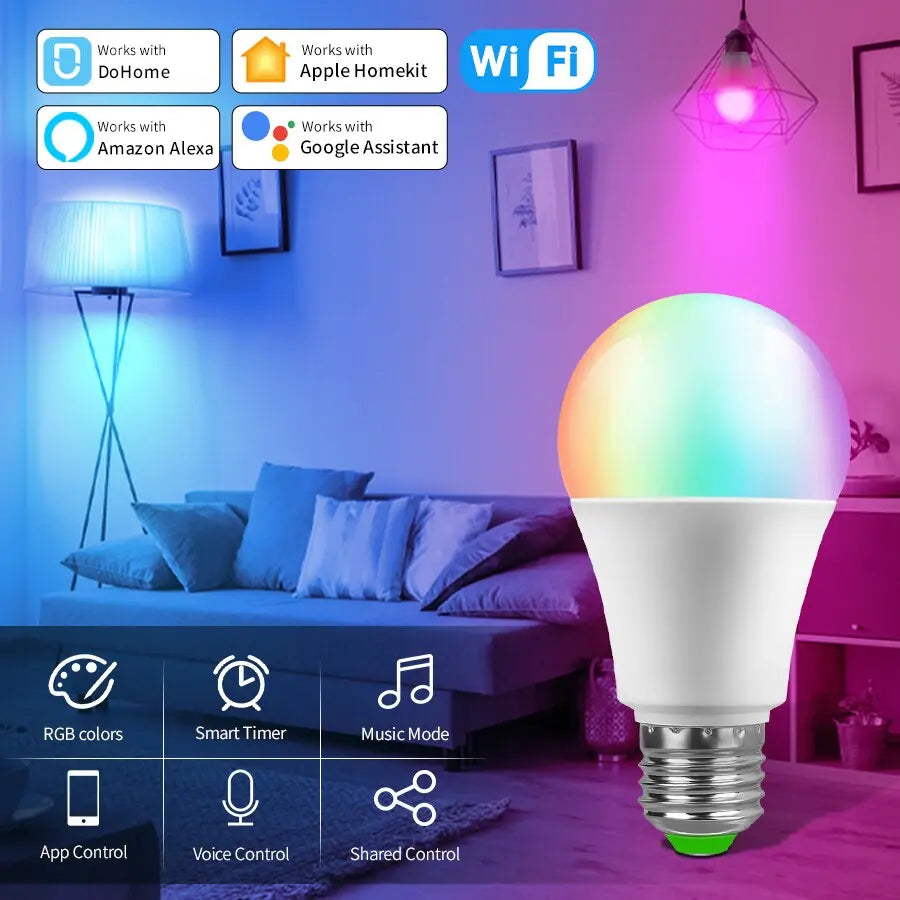Smart Wifi Bulb Homekit Alexa E27 Led Bulb 220V 110V For Apple Android  HomeKit 40.99 EZYSELLA SHOP