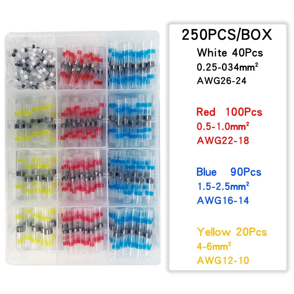 Solder Seal Wire Connectors Heat Shrink Solder Butt Connectors 50/300Pcs Automotive Waterproof Marine Insulated Terminal 250PcsBoxChina Hardware > Power & Electrical Supplies > Wire Terminals & Connectors 64.99 EZYSELLA SHOP