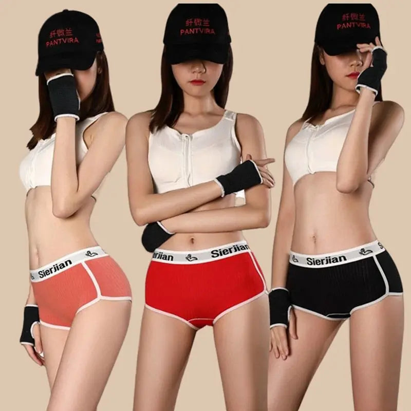 Sports Style Pure Cotton Boxer Shorts Ladies Mid-waist Solid Color  Lingerie & Underwear 33.84 EZYSELLA SHOP
