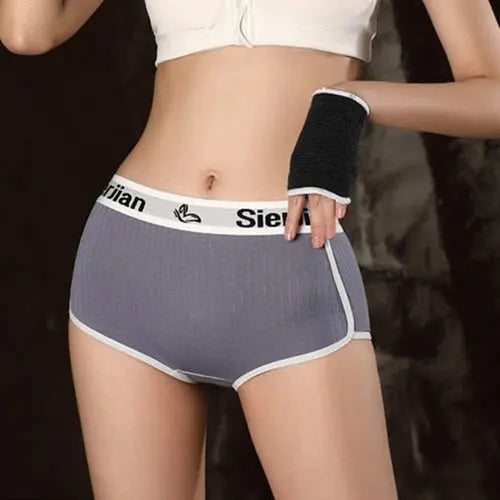 Sports Style Pure Cotton Boxer Shorts Ladies Mid-waist Solid Color XLSkyblue1pc Lingerie & Underwear 33.84 EZYSELLA SHOP