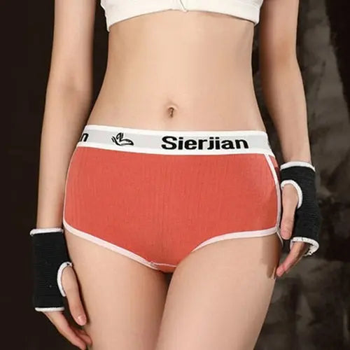 Sports Style Pure Cotton Boxer Shorts Ladies Mid-waist Solid Color XLBlue1pc Lingerie & Underwear 33.84 EZYSELLA SHOP