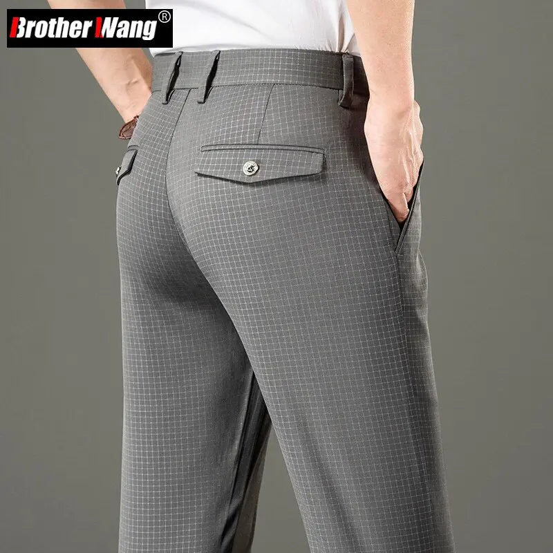 Spring Summer Men's Thin Straight Plaid Casual Pants Classic Style  Apparel & Accessories > Clothing > Pants 79.32 EZYSELLA SHOP