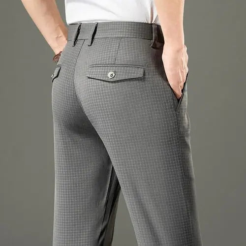 Spring Summer Men's Thin Straight Plaid Casual Pants Classic Style 42Gray Apparel & Accessories > Clothing > Pants 79.32 EZYSELLA SHOP