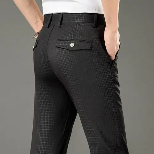 Spring Summer Men's Thin Straight Plaid Casual Pants Classic Style 42Black Apparel & Accessories > Clothing > Pants 79.32 EZYSELLA SHOP