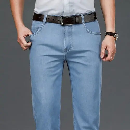 Summer Men's Thin Straight Light Grey Jeans Classic Style Business 42Skyblue Apparel & Accessories > Clothing > Pants 77.04 EZYSELLA SHOP