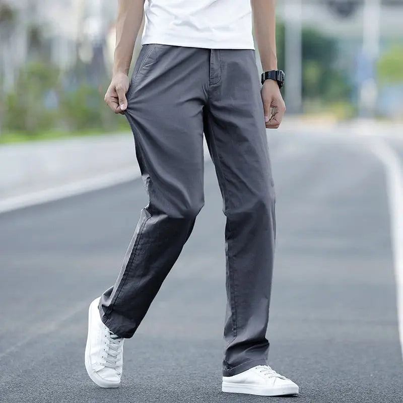 Summer Men's Thin Stretch Straight Casual Pants Business Fashion Solid  Apparel & Accessories > Clothing > Pants 76.25 EZYSELLA SHOP