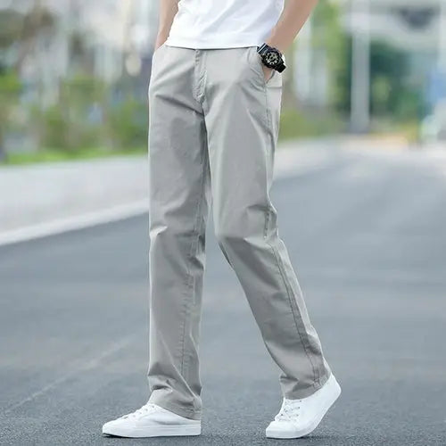 Summer Men's Thin Stretch Straight Casual Pants Business Fashion Solid 44Gray Apparel & Accessories > Clothing > Pants 76.25 EZYSELLA SHOP