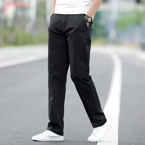 Summer Men's Thin Stretch Straight Casual Pants Business Fashion Solid 44Black Apparel & Accessories > Clothing > Pants 76.25 EZYSELLA SHOP