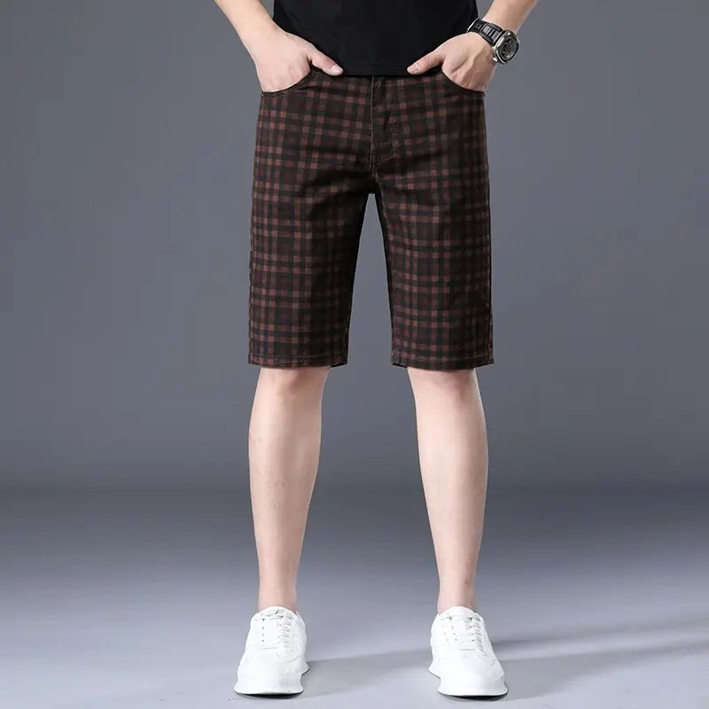 Summer New Men's Casual Plaid Shorts Stretch Cotton Fashion  Apparel & Accessories > Clothing > Shorts 32.52 EZYSELLA SHOP