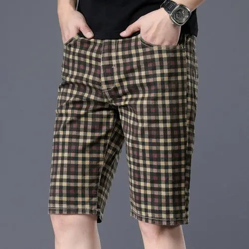 Summer New Men's Casual Plaid Shorts Stretch Cotton Fashion 38Yellow Apparel & Accessories > Clothing > Shorts 42.59 EZYSELLA SHOP