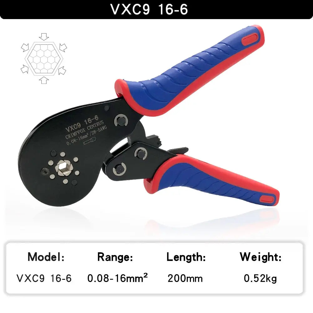 Tubular Terminal Crimping Pliers Hand Tools VXC9 16 - 6  0.08 - 16mm2 30 - 5AWG Mini Electrical Ferrule Crimper Set VX16-6RBChina Hardware > Power & Electrical Supplies > Wire Terminals & Connectors 87.15 EZYSELLA SHOP