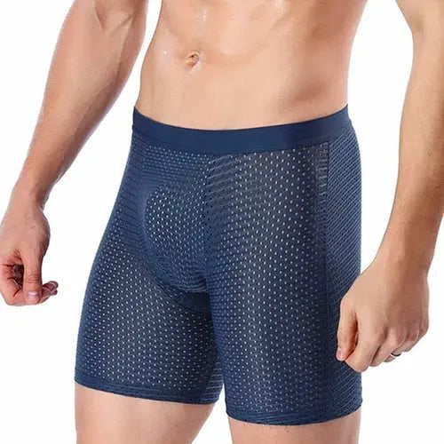 Underwear Man Ice Silk Tight Boxer Shorts Men Underpants Large Size XXXLNavyBlue1pc Underwear 63.20 EZYSELLA SHOP