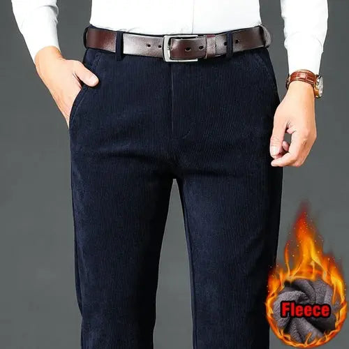 Winter Men's Fleece Corduroy Pants Business Fashion Classic Style 42Blue Apparel & Accessories > Clothing > Pants 83.70 EZYSELLA SHOP