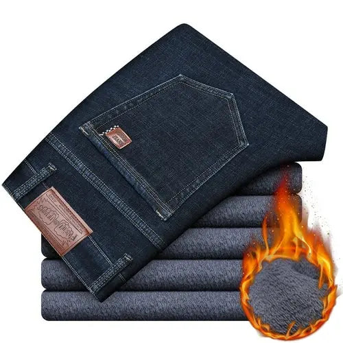 Winter New Men's Warm Jeans Business Fashion Classic Style Black 42Blue Apparel & Accessories > Clothing > Pants 77.40 EZYSELLA SHOP